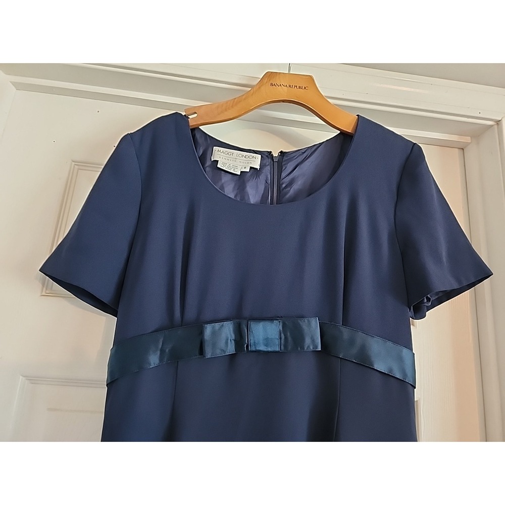 Maggy London Dress Women's 6 Maxi Mother Modest Prom Formal Navy Kenneth Nolan